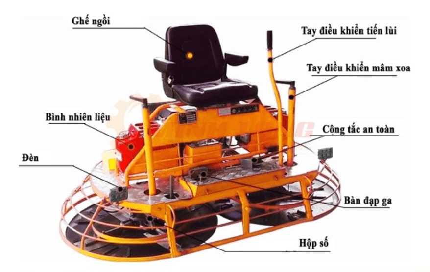 Cấu tạo máy xoa nền đôi bê tông