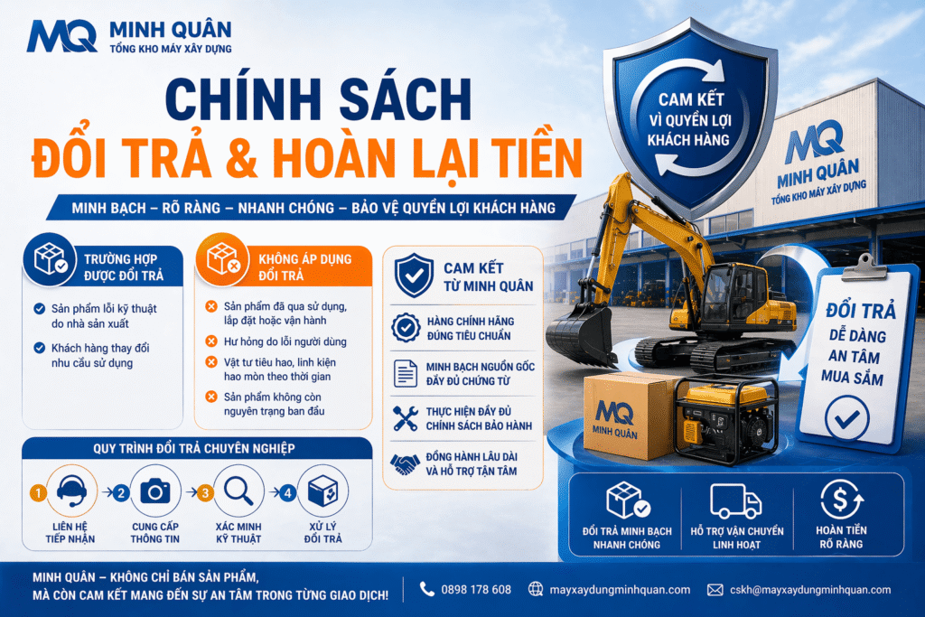 Chính sách trả hàng và hoàn tiền tại Tổng Kho Máy Xây Dựng Minh Quân
