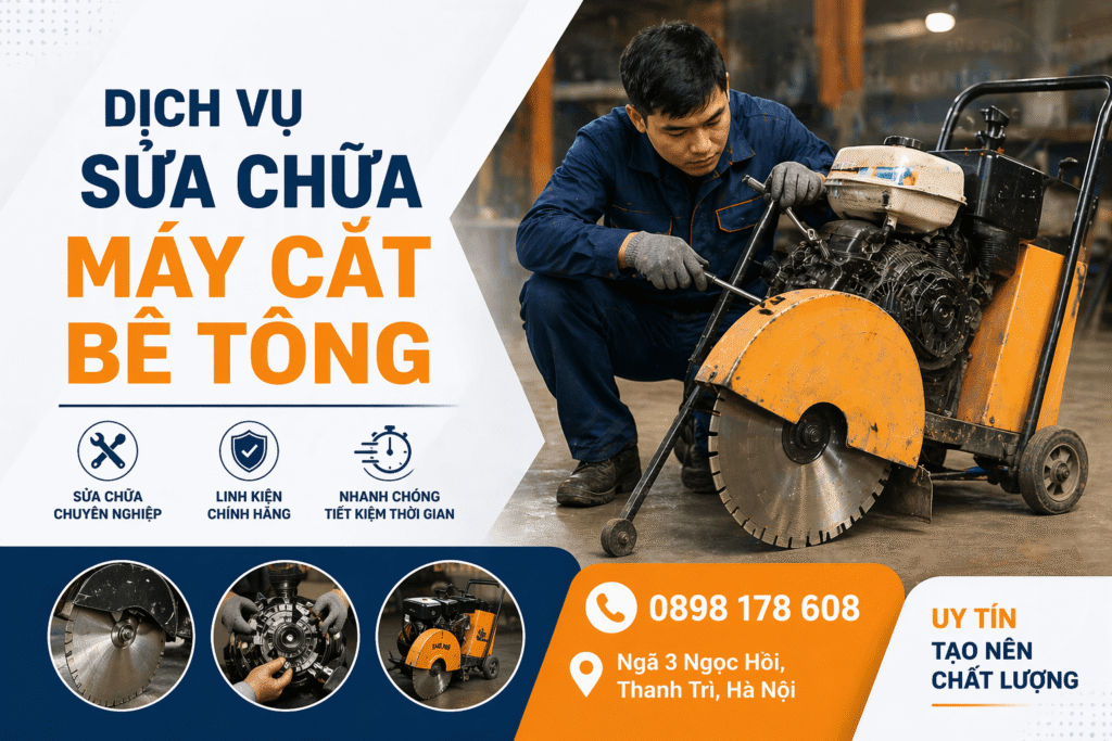 Dịch vụ sửa máy cắt bê tông tại Hà Nội uy tín, nhanh chóng, giá hợp lý