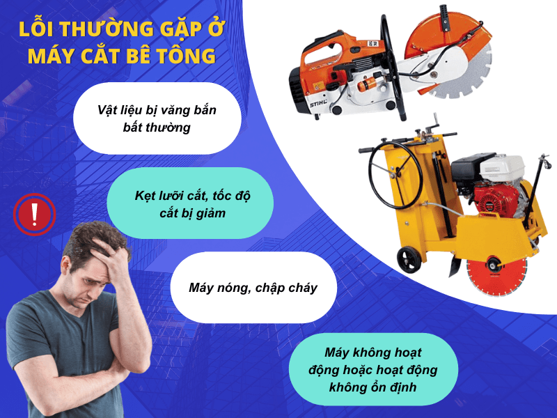 Những lỗi thường gặp ở máy cắt bê tông