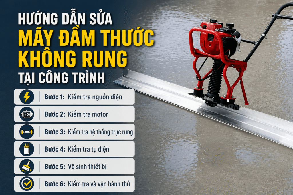 Máy Đầm Thước Không Rung: Nguyên Nhân & Cách Sửa Nhanh Tại Công Trình