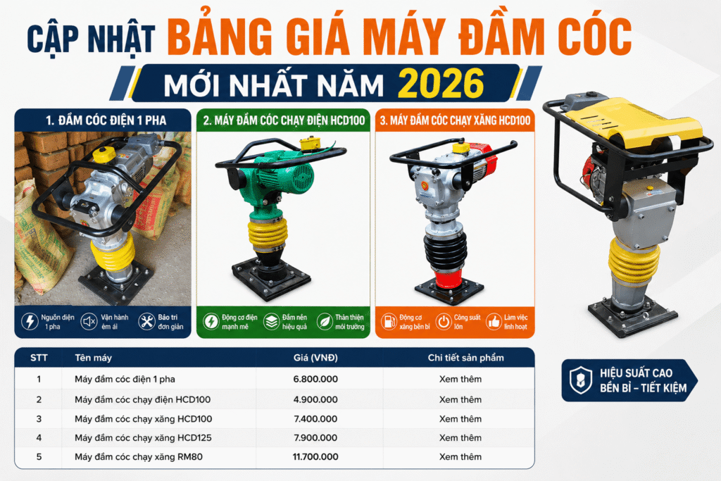 Bảng giá máy đầm cóc mới nhất 2026
