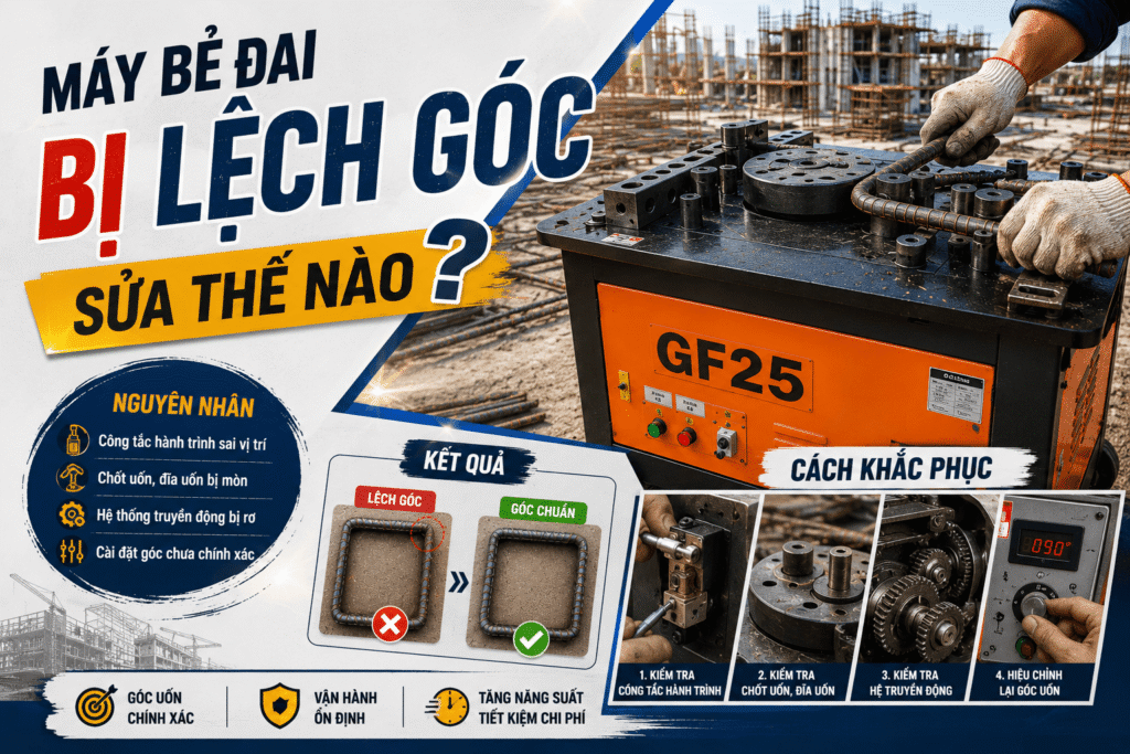 Máy bẻ đai bị lệch góc sửa thế nào