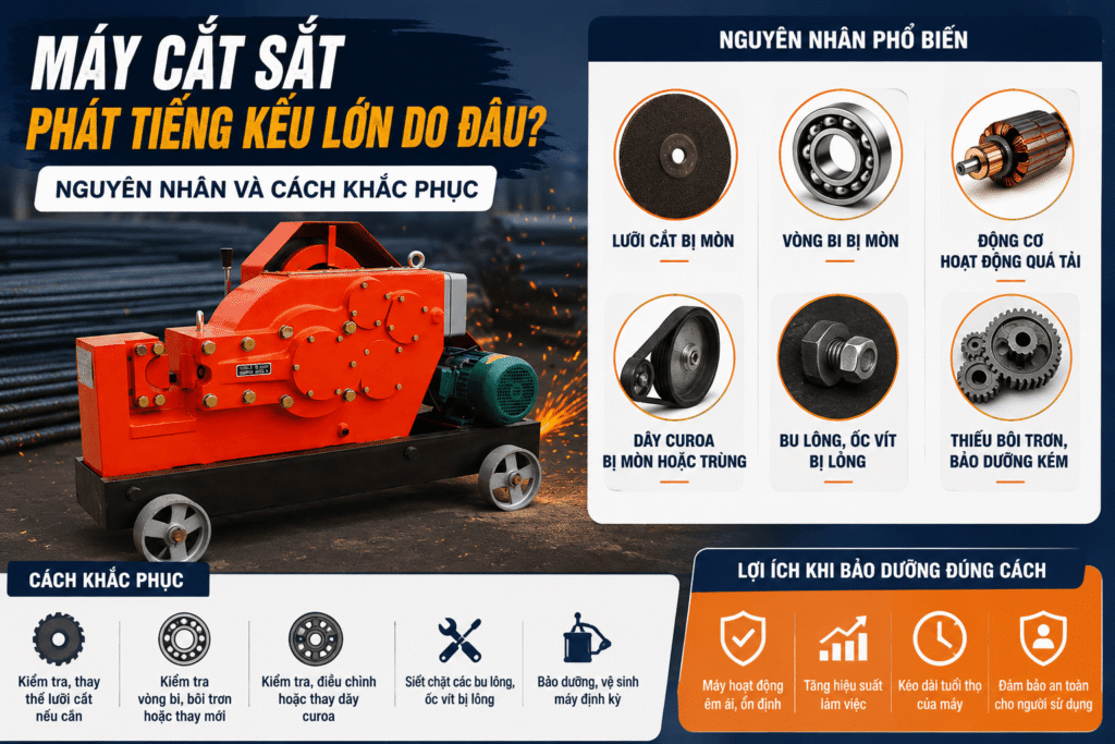 Máy cắt sắt phát ra tiếng kêu lớn do đâu