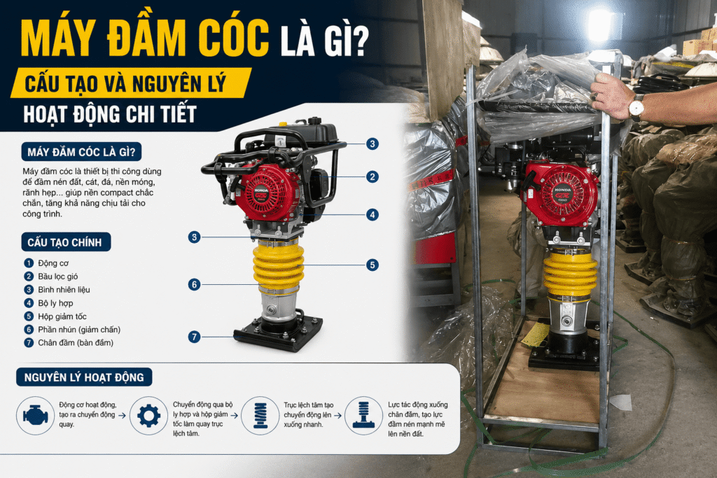 Máy đầm cóc là gì? Cấu tạo và nguyên lý hoạt động chi tiết