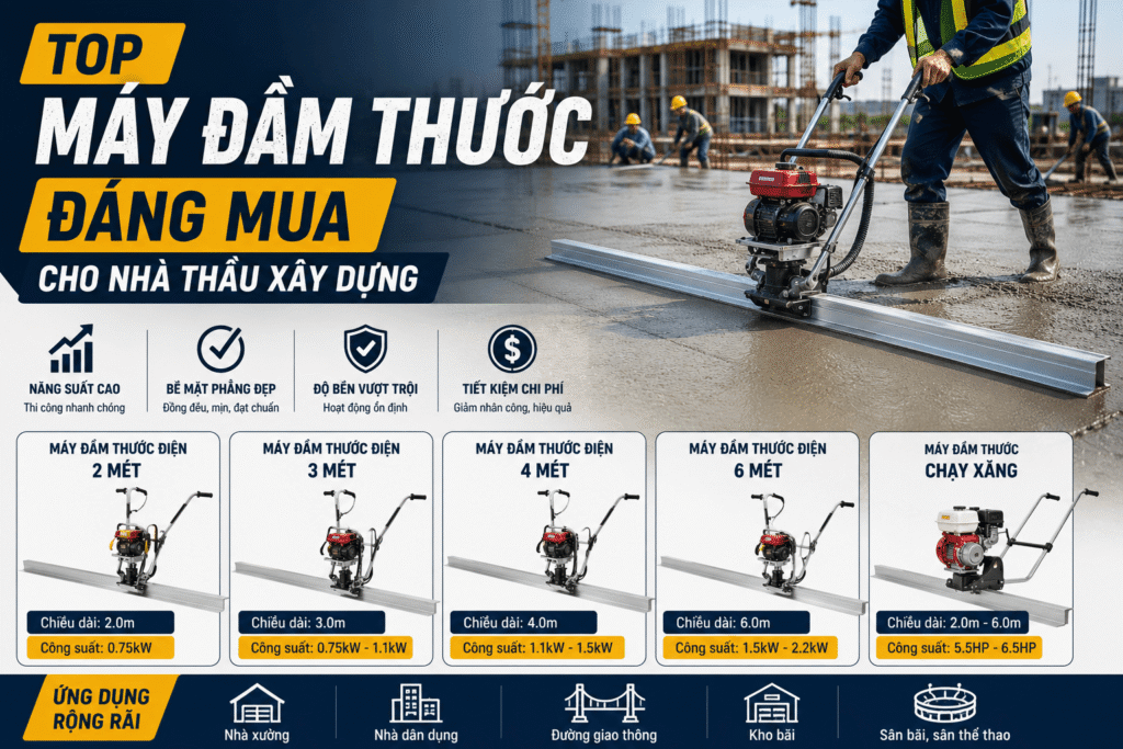 Top máy đầm thước đáng mua cho nhà thầu xây dựng