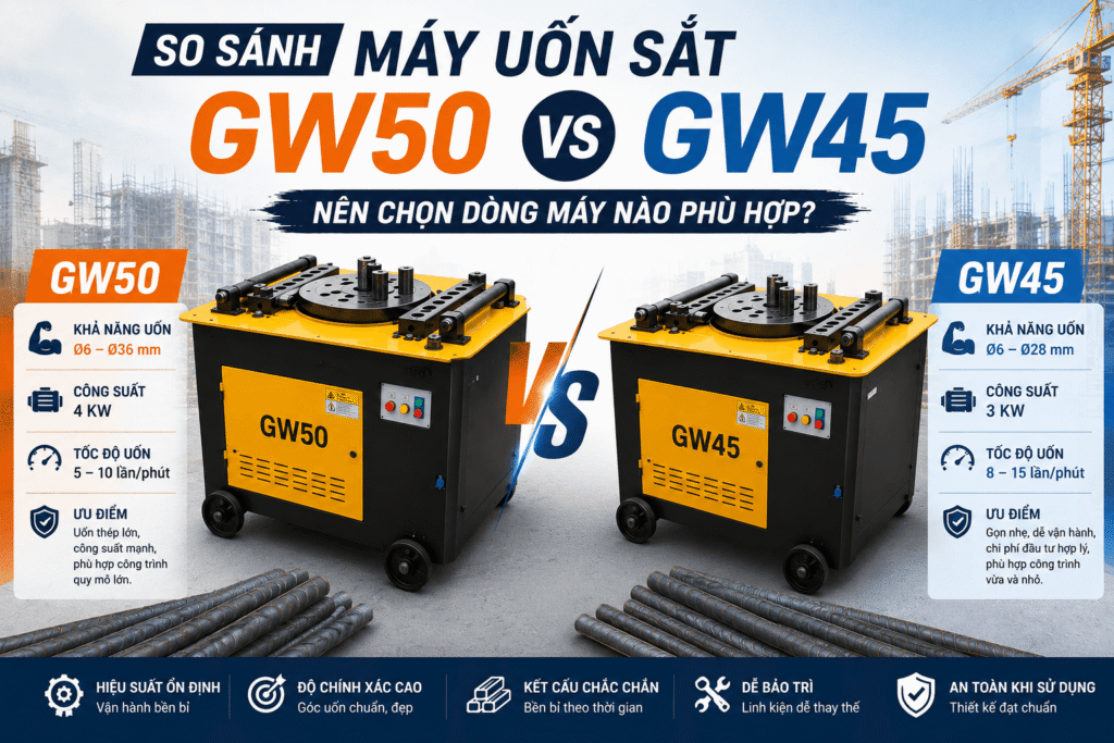 So sánh máy uốn sắt GW50 và GW45