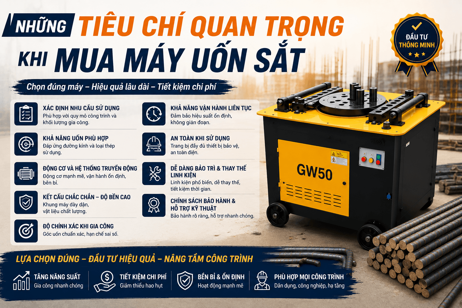 Tiêu chí chọn mua máy uốn sắt
